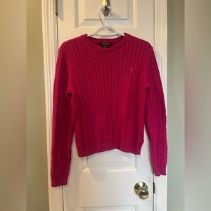 Lauren Ralph Lauren Pink Cable Knit Cotton Sweater Preppy/Classic Size M